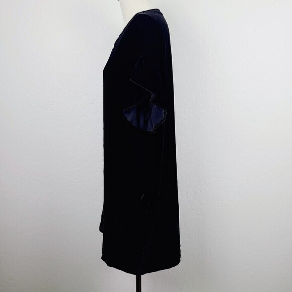 Current Elliott Dress 2 (M) Black Velvet‎ Ruffle-Sleeve Knee Length Popov… - Picture 3 of 6